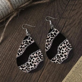 1 Ζεύγος Bohemian Fashion Style PU Δερμάτινα σκουλαρίκια σταγόνας Leopard print Ανδρικά και γυναικεία καθημερινά κοσμήματα αυτιών Creative Persona