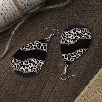 1 Ζεύγος Bohemian Fashion Style PU Δερμάτινα σκουλαρίκια σταγόνας Leopard print Ανδρικά και γυναικεία καθημερινά κοσμήματα αυτιών Creative Persona