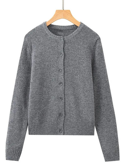 XNWMNZ sieviešu modes 2023. gada rudens/ziemas vilnas jaukts trikotāžas jaciņš sievietēm, vintage O kakla, garām piedurknēm, daudzpusīgs sieviešu mētelis