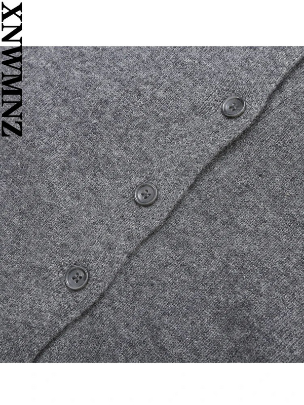 XNWMNZ sieviešu modes 2023. gada rudens/ziemas vilnas jaukts trikotāžas jaciņš sievietēm, vintage O kakla, garām piedurknēm, daudzpusīgs sieviešu mētelis