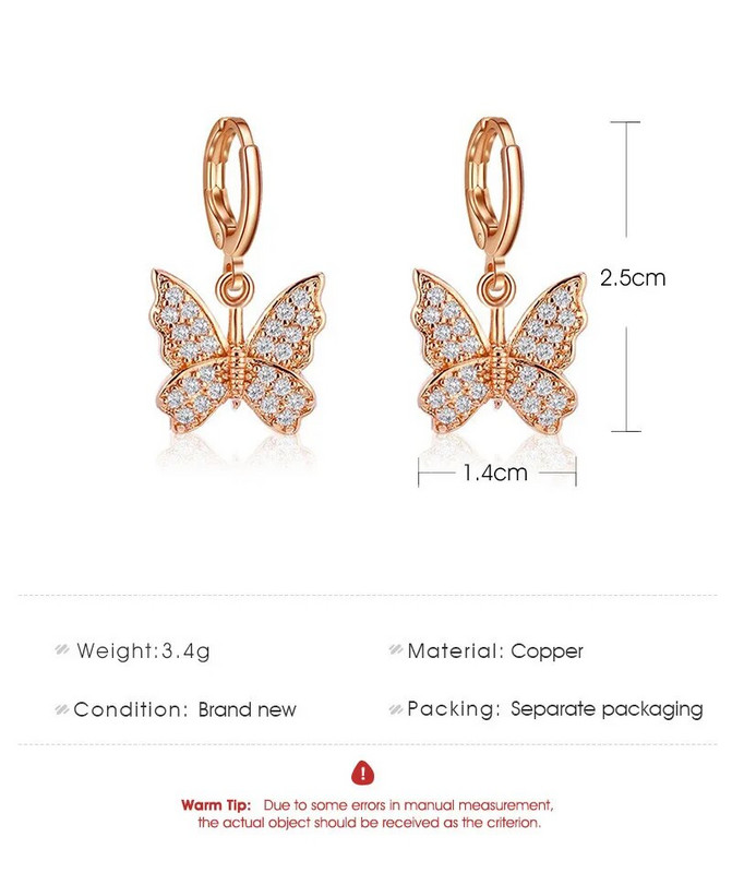 Jauni Sieviešu Auskari Modes Rhinestone Butterfly Dangle Auskari Sievietēm Dzīvnieku Saldi Krāsaini Auskari Meiteņu Rotaslietas
