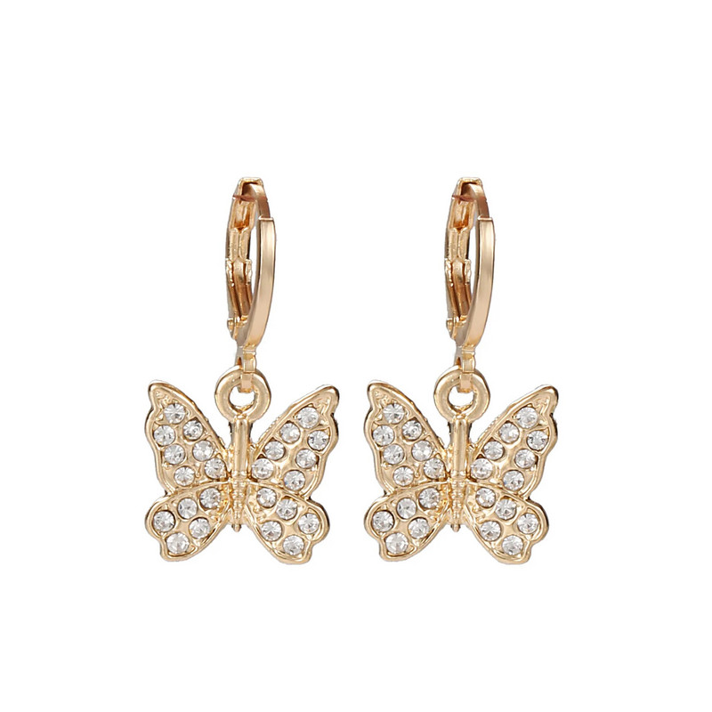 Jauni Sieviešu Auskari Modes Rhinestone Butterfly Dangle Auskari Sievietēm Dzīvnieku Saldi Krāsaini Auskari Meiteņu Rotaslietas