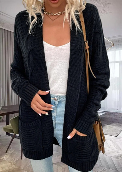 Sieviešu brīvi Twist gari Retro trikotāžas jakas Džemperis Mēteļi Ikdienišķs Sarkans Garām Piedurknēm Melns Ielu Apģērbs Jakas Rudens Apģērbs