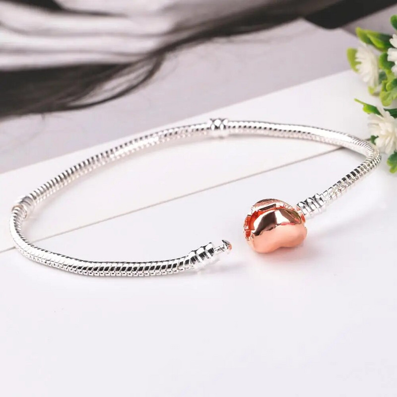 Új eredeti báj karkötő Rose Gold ezüst színű ötvözet kígyó lánc alapvető karkötők divatos női gyöngyök DIY ékszerek dropship