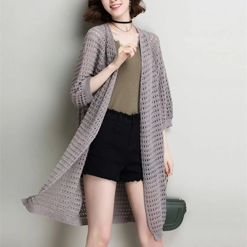 2022 m. vasaros rudens negabaritinis ilgas megztinis Moteriškas megztinis Moteriškas skara megztinis Moteriški ploni paltai moteriški laisvi viršutiniai drabužiai
