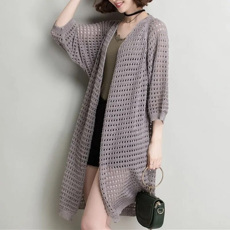 2022 m. vasaros rudens negabaritinis ilgas megztinis Moteriškas megztinis Moteriškas skara megztinis Moteriški ploni paltai moteriški laisvi viršutiniai drabužiai