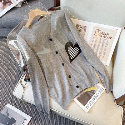 2022. aasta sügisene pikk kampsun Korea üherealine kootud magus multikas karu kootud jakk Naiste ülisuur kampsun