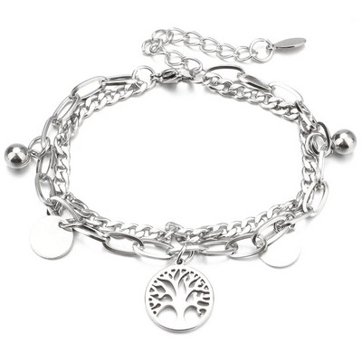 Jauna pūces ziloņa sirds Dzīvības koka šarmu rokassprādze nerūsējošā tērauda rokassprādzes Sieviešu DIY Juvelierizstrādājumu tauriņu rokassprādze sievietēm