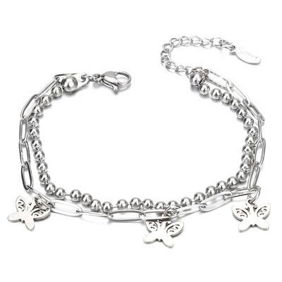 Jauna pūces ziloņa sirds Dzīvības koka šarmu rokassprādze nerūsējošā tērauda rokassprādzes Sieviešu DIY Juvelierizstrādājumu tauriņu rokassprādze sievietēm