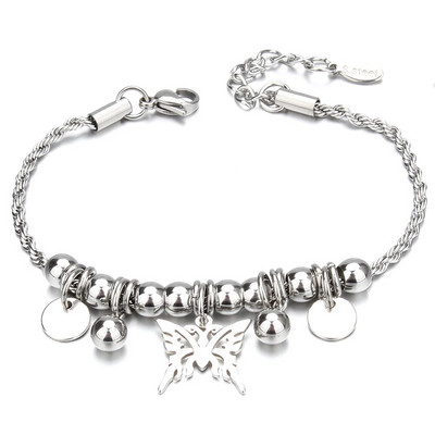 Jauna pūces ziloņa sirds Dzīvības koka šarmu rokassprādze nerūsējošā tērauda rokassprādzes Sieviešu DIY Juvelierizstrādājumu tauriņu rokassprādze sievietēm