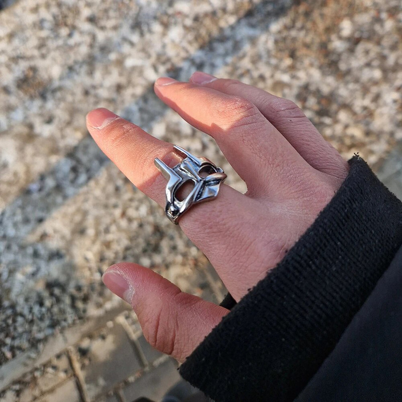 Punk MF DOOM Mask Rings για Άντρες Γυναικεία Κλασικό ρετρό Gladiator Ανοιγόμενο Ανδρικό Δαχτυλίδι Hip Hop Goth Party Jewelry