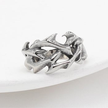 Пънк пръстени от трънен венец от неръждаема стомана за мъже, жени, реколта, издълбан дизайн, мъжки пръстени, модни бижута, подарък на едро