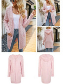 Sügistalvine ühevärviline silmkoeline kapuutsiga vabaaja lihtne mood kardigan pikk avara pikkade varrukatega kootud kampsun mantel Uus