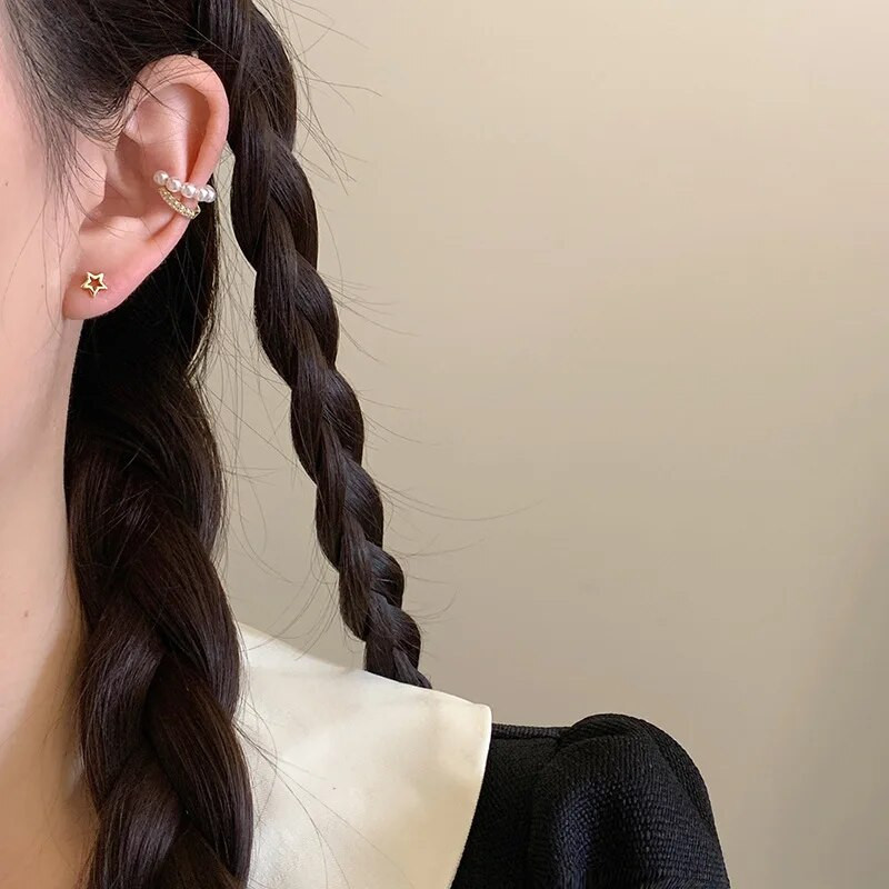 Korejiešu modes jauki, maza zvaigzne un mēness dobi zelta krāsas auskari sievietēm, meitenēm, minimālisma ausu pīrsings pusaudžu rotaslietām