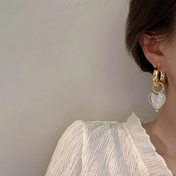 Γεωμετρικά διαφανή γυάλινα κρεμαστά σκουλαρίκια καρδιά για γυναίκες Vintage σκουλαρίκια σταγόνα κοσμήματα αξεσουάρ