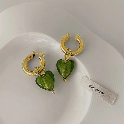 Ģeometriski caurspīdīga stikla sirds kulonu auskari sievietēm vintage auskari ballīšu rotaslietas aksesuāri