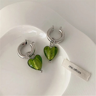 Ģeometriski caurspīdīga stikla sirds kulonu auskari sievietēm vintage auskari ballīšu rotaslietas aksesuāri