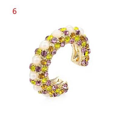 Új érkezett többszínű CZ kristály fülmandzsetta, egymásra rakható C alakú fülkapcsok áttört porcos fülbevaló nélkül női ékszer fülmandzsetta