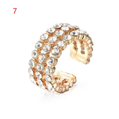 Új érkezett többszínű CZ kristály fülmandzsetta, egymásra rakható C alakú fülkapcsok áttört porcos fülbevaló nélkül női ékszer fülmandzsetta