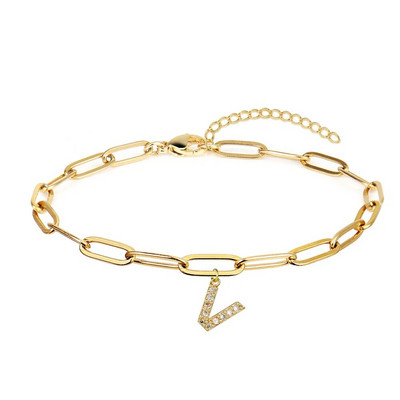 Skaistas sākotnējās rokassprādzes sievietēm Jauns klasisks burtu kulons nerūsējošā tērauda papīra saspraudes ķēdes rokassprādze sievietēm rotaslietas dāvana