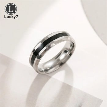 Мъжки пръстен от неръждаема стомана, черна епоксидна титанова стомана, пънк дамски бижута за подарък за парти, сватбени пръстени за двойка