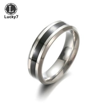 Мъжки пръстен от неръждаема стомана, черна епоксидна титанова стомана, пънк дамски бижута за подарък за парти, сватбени пръстени за двойка