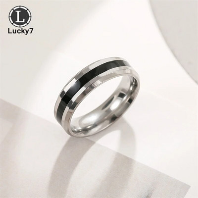 Ανδρικό δαχτυλίδι από ανοξείδωτο ατσάλι Μαύρο εποξειδικό ατσάλι από τιτάνιο πανκ γυναικεία κοσμήματα για δώρο πάρτι Βέρες γάμου για ζευγάρια