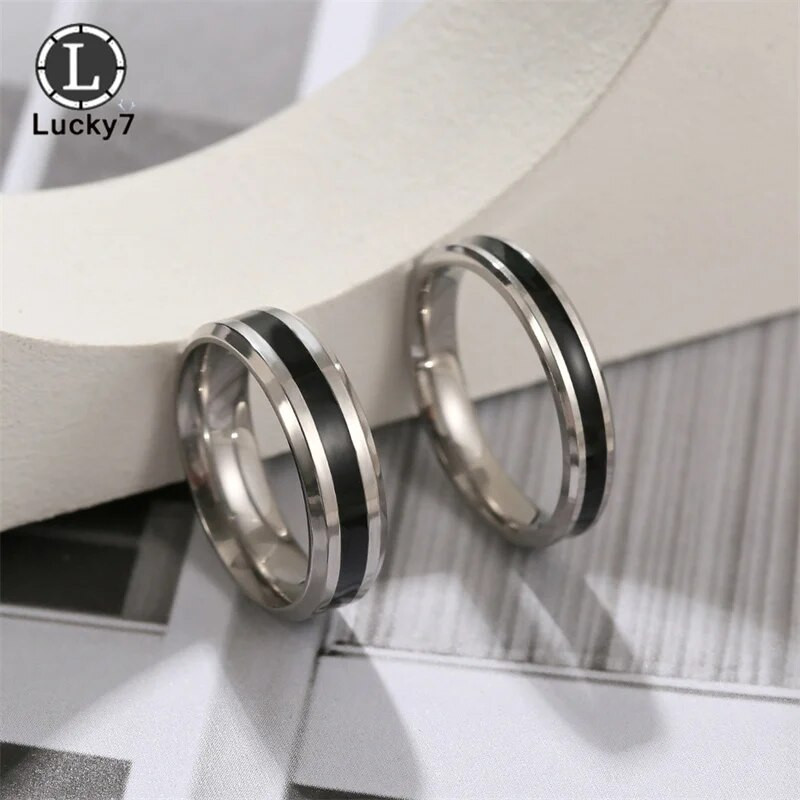 Ανδρικό δαχτυλίδι από ανοξείδωτο ατσάλι Μαύρο εποξειδικό ατσάλι από τιτάνιο πανκ γυναικεία κοσμήματα για δώρο πάρτι Βέρες γάμου για ζευγάρια