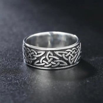 Сребърен цветен пръстен за мъже Бляскави рок бижута Подарък Пръстен в ретро стил келтски възел