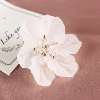 1 чифт модни дамски венчелистчета, акрилни кристали, големи бели обеци с цвете на камелия, очарователни бижута, модни аксесоари