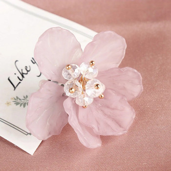 1 чифт модни дамски венчелистчета, акрилни кристали, големи бели обеци с цвете на камелия, очарователни бижута, модни аксесоари