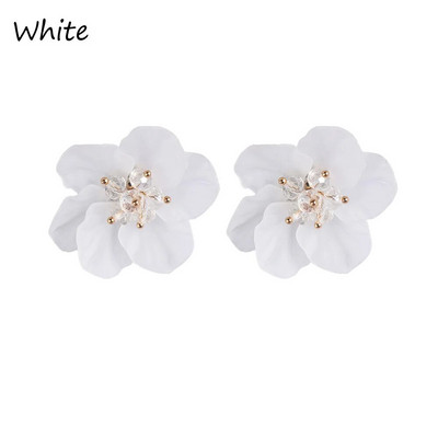 1 pāris modernas sieviešu ziedlapiņas akrila kristāls, liels balts kamēlijas puķu auskari, burvīgi rotaslietas, modes aksesuāri