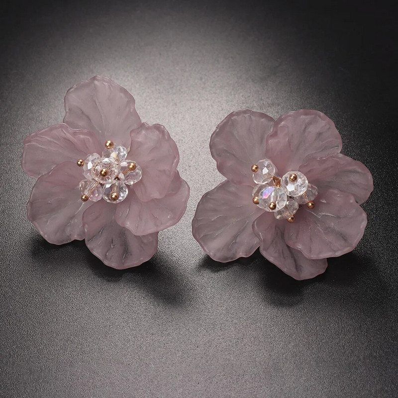 1 pāris modernas sieviešu ziedlapiņas akrila kristāls, liels balts kamēlijas puķu auskari, burvīgi rotaslietas, modes aksesuāri