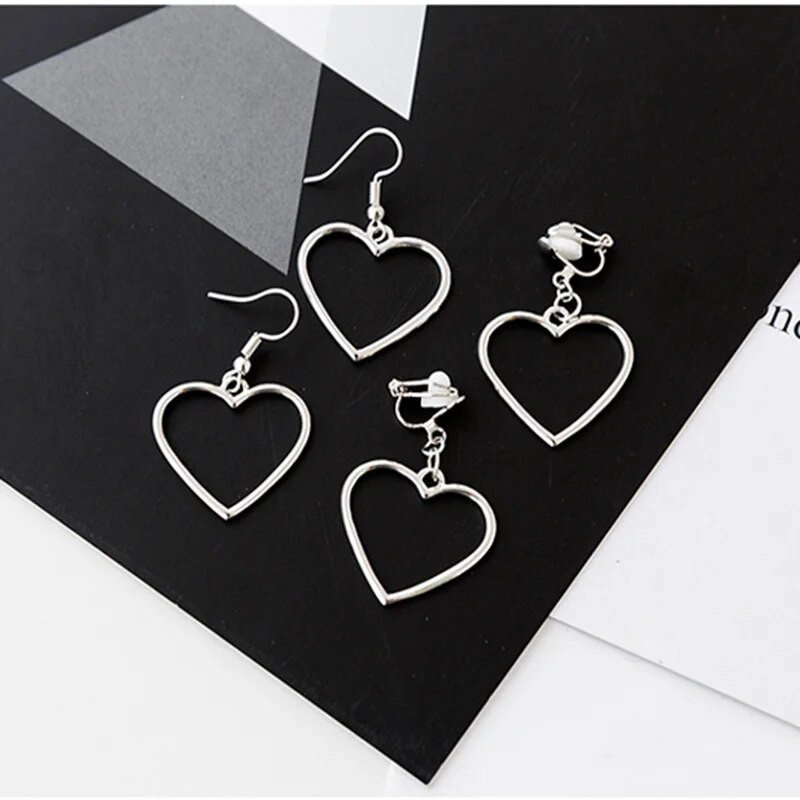 Uus kuum moodne geomeetriline südameklamber kõrvarõngas ilma augustamiseta Brincos oorbellen Simple Statement kõrvarõngad naistele ehted