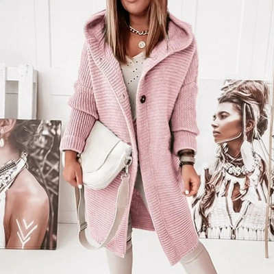 Sieviešu trikotāžas jakas rudens ziemas ziemas ar garām piedurknēm lielizmēra džemperi, kapuces Sieviešu masīvi brīvi garie jakas Rebeca Punto Mujer