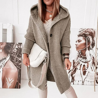 Sieviešu trikotāžas jakas rudens ziemas ziemas ar garām piedurknēm lielizmēra džemperi, kapuces Sieviešu masīvi brīvi garie jakas Rebeca Punto Mujer