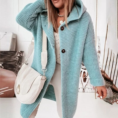 Sieviešu trikotāžas jakas rudens ziemas ziemas ar garām piedurknēm lielizmēra džemperi, kapuces Sieviešu masīvi brīvi garie jakas Rebeca Punto Mujer