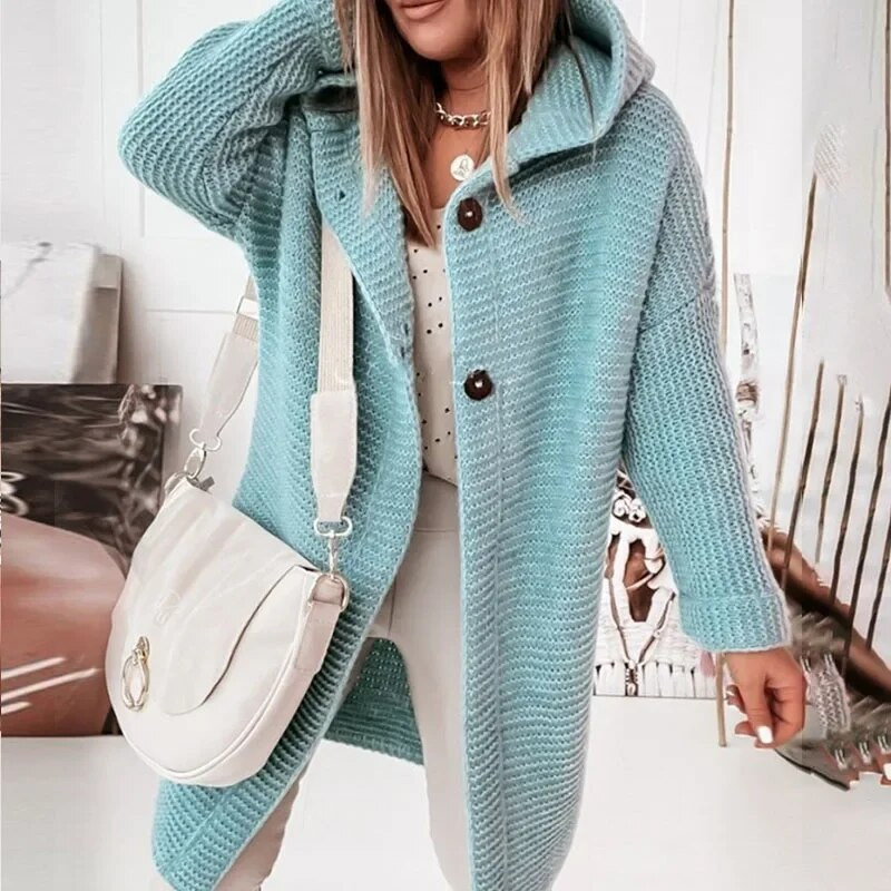 Sieviešu trikotāžas jakas rudens ziemas ziemas ar garām piedurknēm lielizmēra džemperi, kapuces Sieviešu masīvi brīvi garie jakas Rebeca Punto Mujer