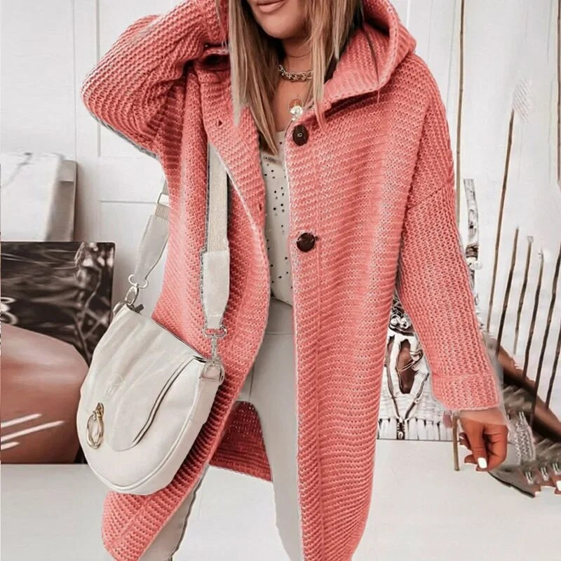 Sieviešu trikotāžas jakas rudens ziemas ziemas ar garām piedurknēm lielizmēra džemperi, kapuces Sieviešu masīvi brīvi garie jakas Rebeca Punto Mujer