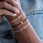 Hot Classic Pave cirkonija sākuma burtu rokassprādze sieviešu temperamentam, regulējama krāsaina virves rokassprādze sievietēm rotaslietas dāvana