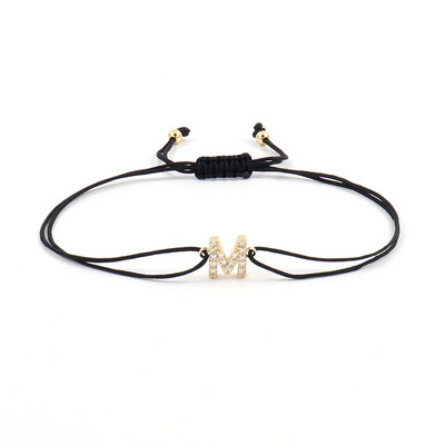 Hot Classic Pave cirkonija sākuma burtu rokassprādze sieviešu temperamentam, regulējama krāsaina virves rokassprādze sievietēm rotaslietas dāvana