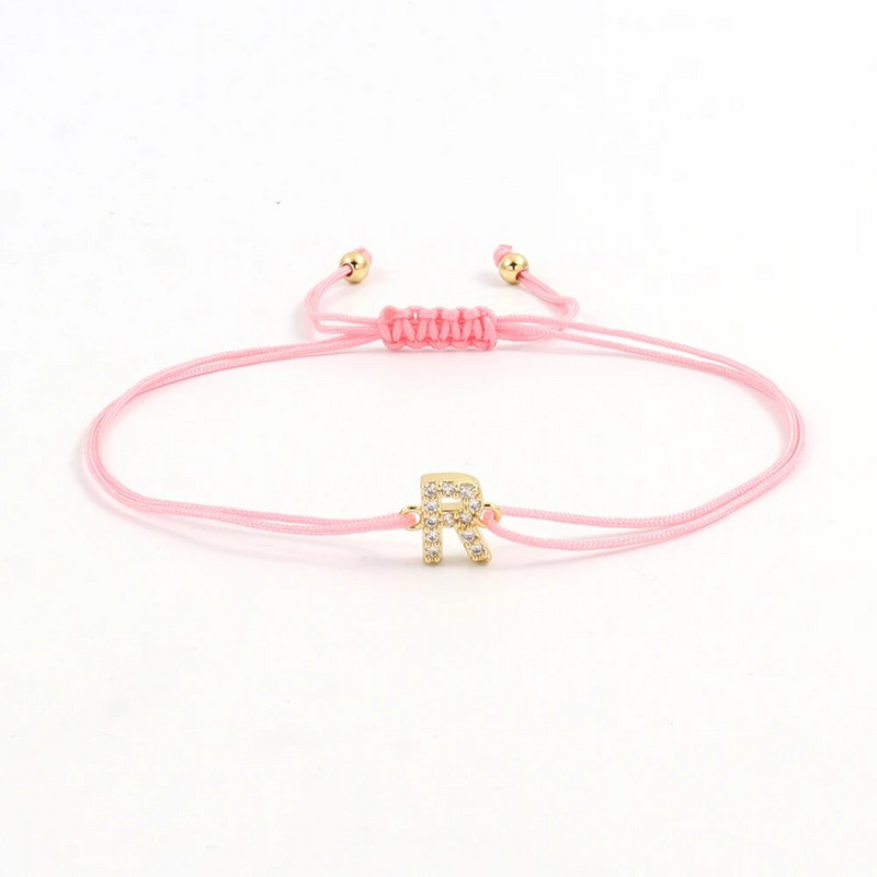 Hot Classic Pave cirkonija sākuma burtu rokassprādze sieviešu temperamentam, regulējama krāsaina virves rokassprādze sievietēm rotaslietas dāvana