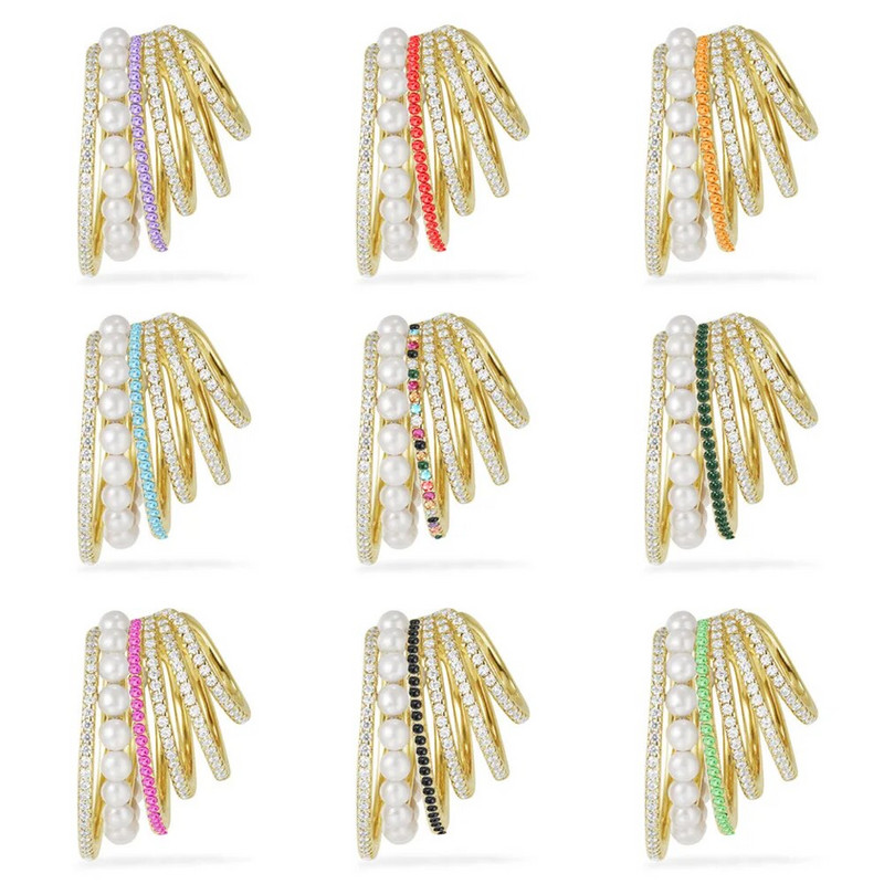 Fülmandzsetta szett Fülcsipesz Fülbevaló Finom gyöngykristály fülmandzsetták Hamis piercinges fülbevaló nőknek Karácsonyi cirkon fényes ékszerek