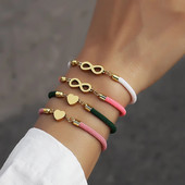 Jauna modes bezgalīgas simbola sirds rokassprādze sievietēm, vienkārša regulējama krāsaina virves rokassprādze sievietēm rotaslietas dāvana