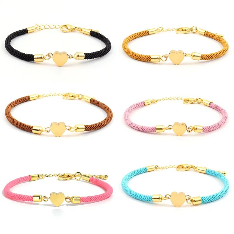 Jauna modes bezgalīgas simbola sirds rokassprādze sievietēm, vienkārša regulējama krāsaina virves rokassprādze sievietēm rotaslietas dāvana