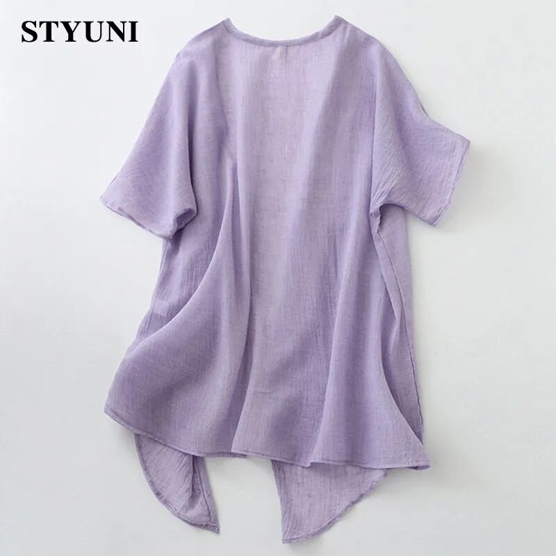 Kaldkaelus, soliidne vabaaja linane lahtine õhuke põhi, pika lahtise õmblusega naiste jope Korea moodne kardigan 2023 suvekevad