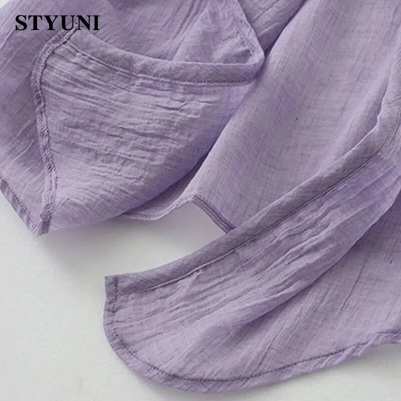 Kaldkaelus, soliidne vabaaja linane lahtine õhuke põhi, pika lahtise õmblusega naiste jope Korea moodne kardigan 2023 suvekevad