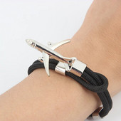 Báj Színes kötéllánc Repülőgép horgony karkötők nőknek Többrétegű fonott karkötő Férfi Divatos ékszerek Ajándékok Pulseras 19cm