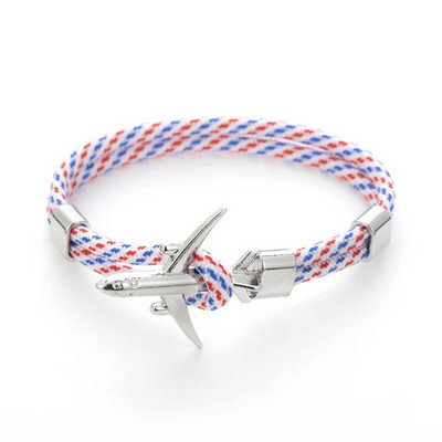 Báj Színes kötéllánc Repülőgép horgony karkötők nőknek Többrétegű fonott karkötő Férfi Divatos ékszerek Ajándékok Pulseras 19cm