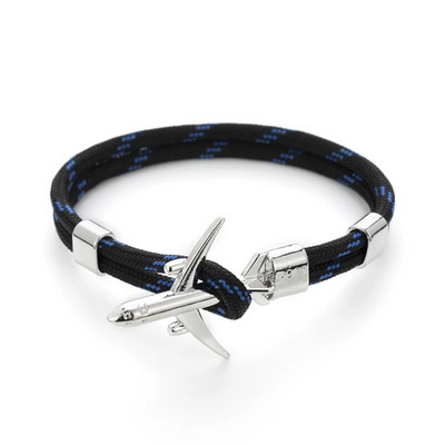 Báj Színes kötéllánc Repülőgép horgony karkötők nőknek Többrétegű fonott karkötő Férfi Divatos ékszerek Ajándékok Pulseras 19cm